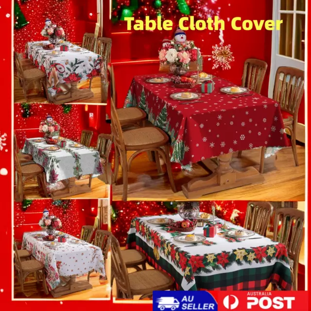 Xmas Party Decoration Christmas Tablecloth Table Rectangle Printed Fabric Cover
