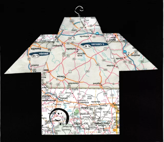 Origami Map Shirt North Carolina, Greensboro, Winston-Salem, Asheboro, Albemarle 2