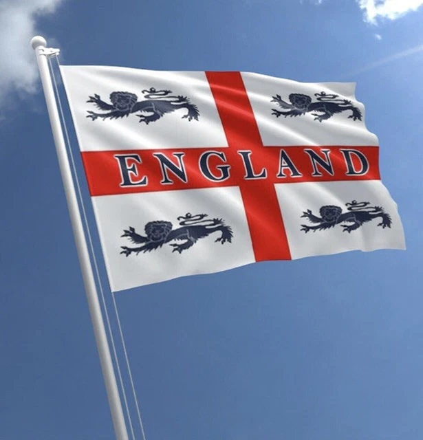 Large 5ft X 3ft England Flag With 6ft Pole & Wall Bracket - I Love