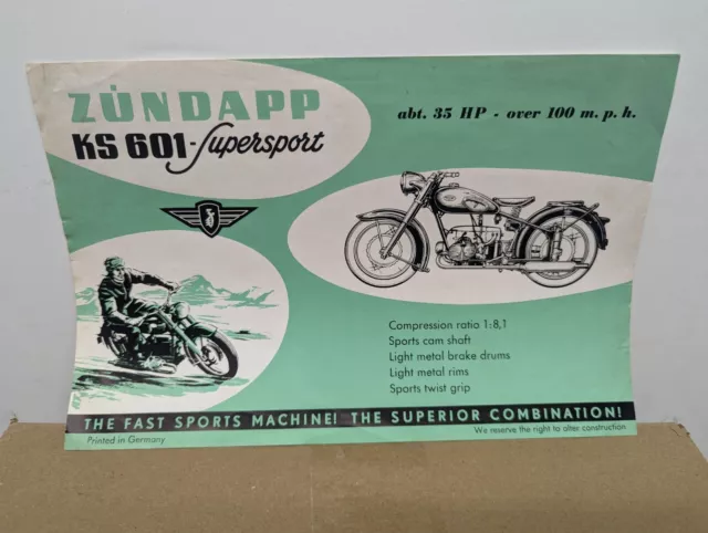 Zundapp KS 601 Supersport Original German Brochure