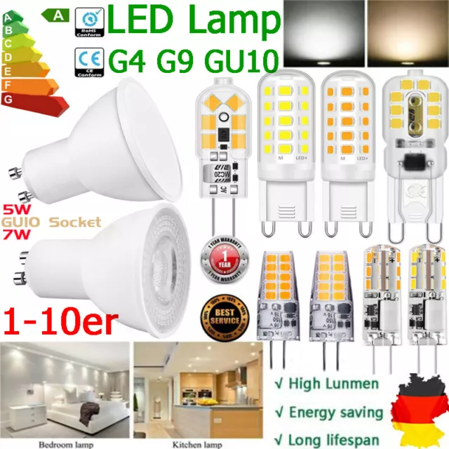 G4 G9 LED Leuchtmittel GU10 Dimmbar Energiespar Lampe Birnen Kalt Warmweiß Lampe