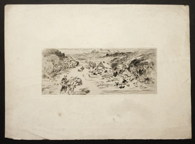 Eau-forte Originale De Félix BUHOT (1847-1898) - Impressionnisme, Valognes Normandie, Période XIXe
