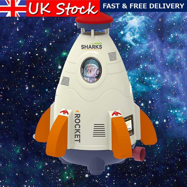 Space Rocket Sprinklers Rotating Water Powered Launcher Summer Fun Toys (White)