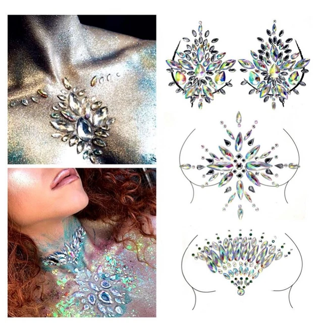 Colorful Chest Jewels Crystal Body Face Colored Rhinestone  Festival Decor
