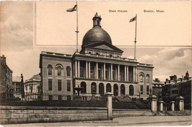 State House Building Boston Massachusetts Street View C1901 Vintage Postcard