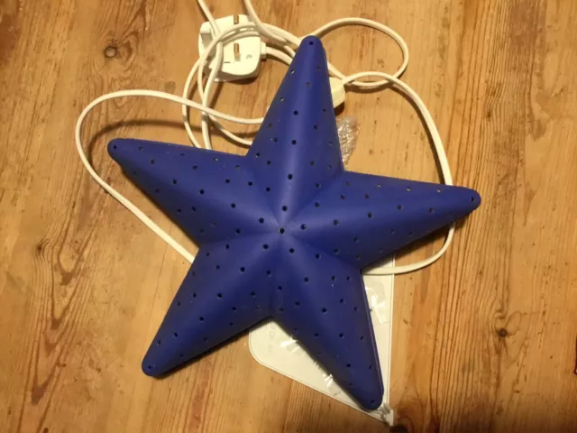 IKEA SMILA Blue Star Shaped Wall Lamp/Light Kids Bedside Light 10"