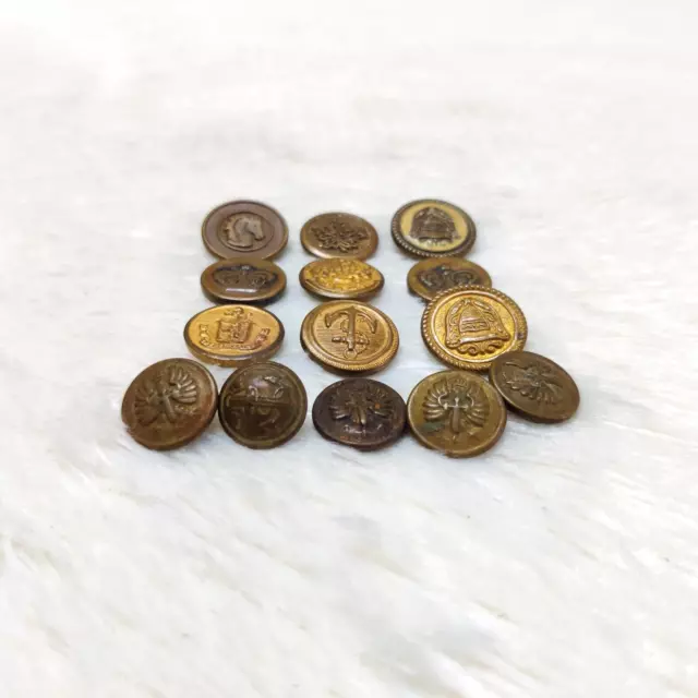 Vintage Bouton Laiton Mélange Métal Rond Logo Ensemble De 14 PC Collection BTN42