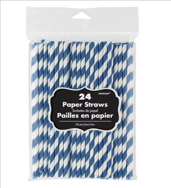 Paper Straws Blue 24 Pack