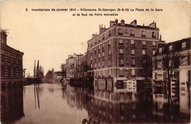 CPA AK VILLENEUVE-St-GEORGES - Place de Gare et Rue de PARIS i (390149)