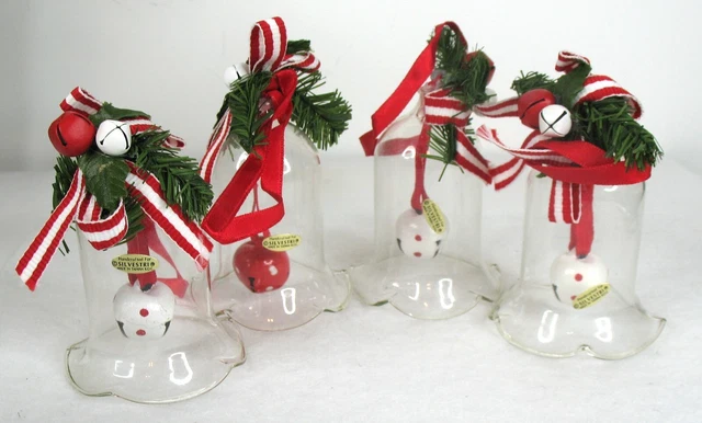 Silvestri Glass Bell Christmas Ornament Vintage 1980's Lot of 4