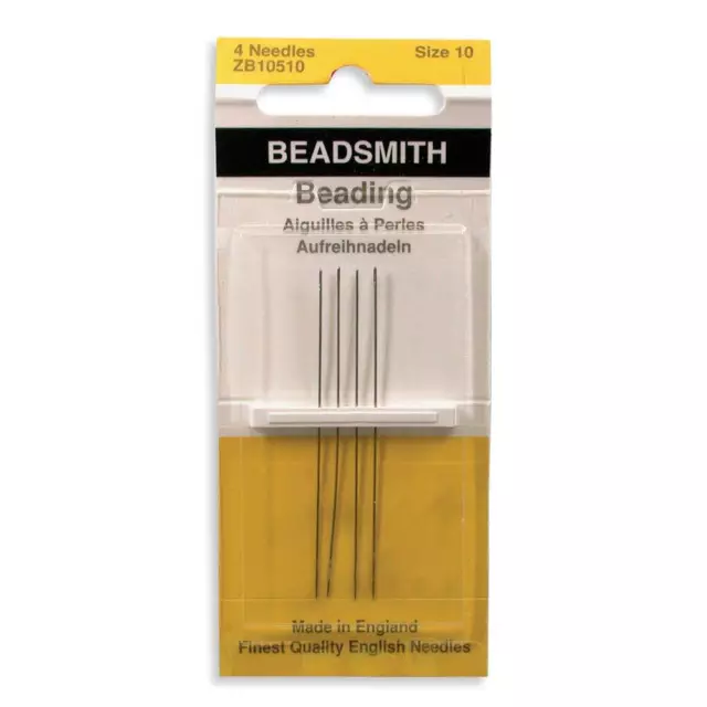 4 Beadsmith Longs Beading Needles - Size 10 - Made in UK - S0007