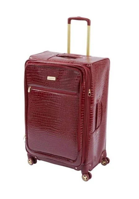 Samantha Brown 30" Spinner Luggage Durable Croco-Embossed PVC-Burgundy-NWT
