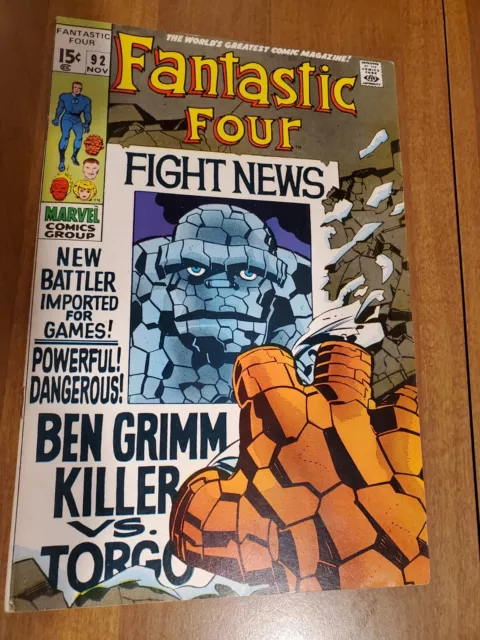 Fantastic Four #92 (1969) The Thing Vs Torgo! High Grade Cgc Ready