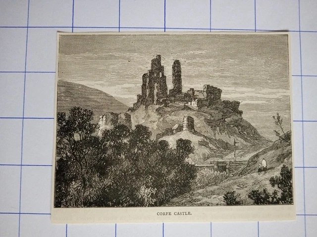 Corfe castle Dorset England  illustration 1891