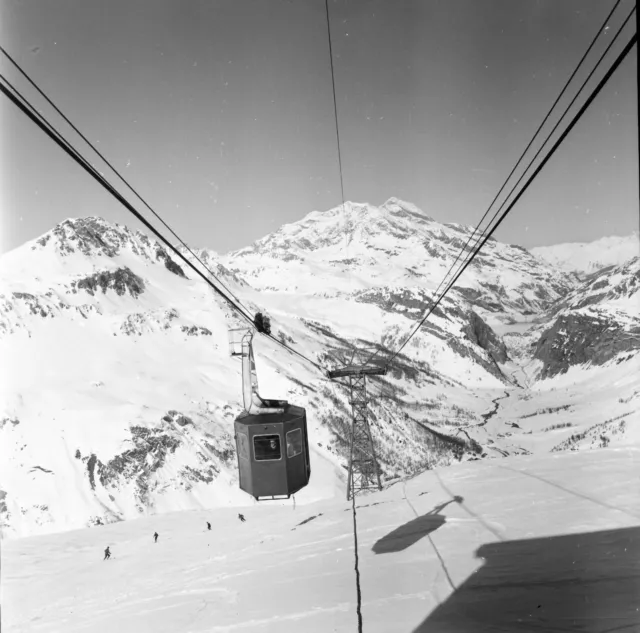 VAL D'ISÈRE c. 1960 - Téléférique de Solaise - Négatif 6 x 6 - N6 ARA111