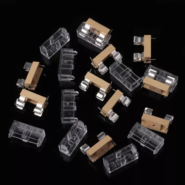 10 Pcs Glass Fuse Holder with Transparent Cover Fuse Blocks 5X20mm