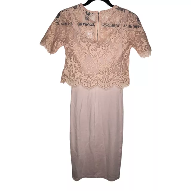 NEW Forever 21 Dress Size Small Womens Slip Floral Lace Overlay Pink Midi Dance 2