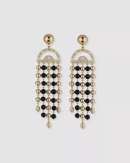 $275 Lulu Frost Women's Gold Plated Tela Statement Crystal Beaded Drop Earrings