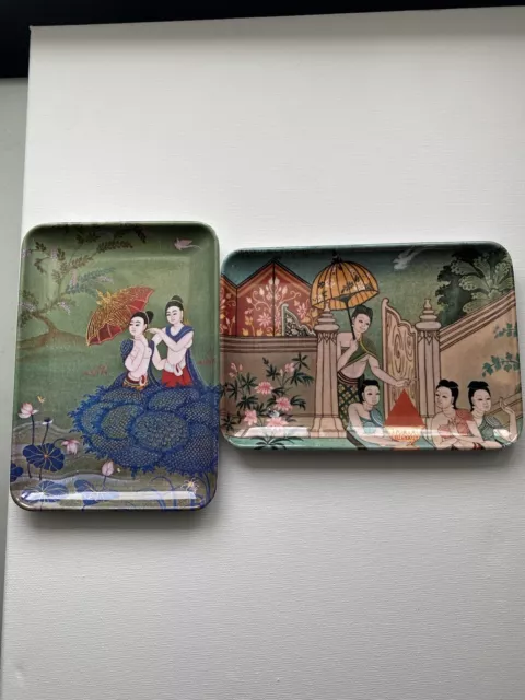 2 Decorative Crafts Inc. Melamine Asian Trivit Mini Trays Made In Italy