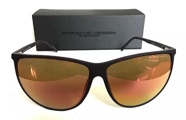New Porsche Design P 8601 B Black Oversized Mirrored Women's Sunglasses Italy