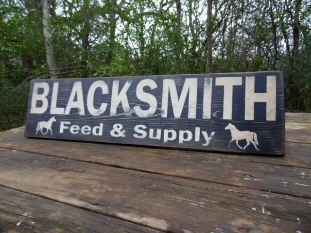 Blacksmith Feed and Supply Sign, Primitive Blacksmith Sign, Distressed Sign