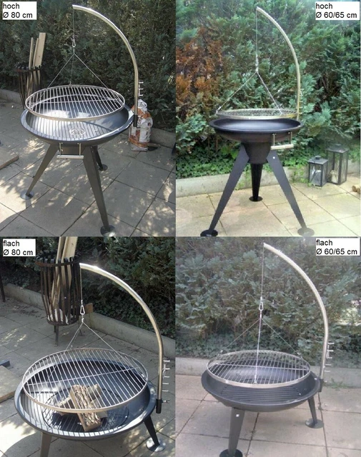 Schwenkgrill 80 / 60 65 cm Grill Rost Edelstahl 70 55 cm Dreibein Feuer Schale