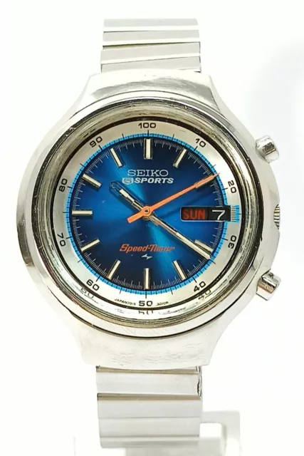 Orologio Seiko Sports Speed Timer 7015-8000 vintage watch blu dial clock rare
