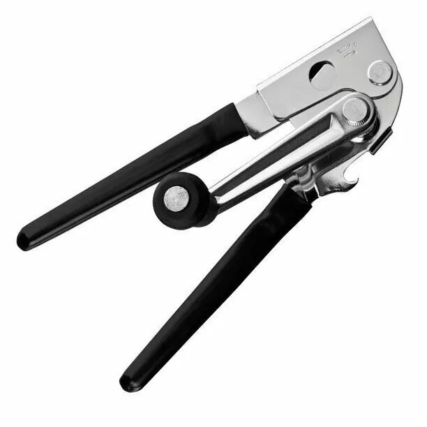 Commercial Easy Crank Can Opener Heavy Duty Ergonomic Design Silver/Black