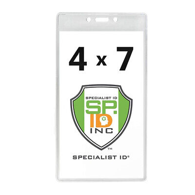 4X7 Clear Vinyl Large Event Badge Holder for Sports Ticket, Press Pass and More