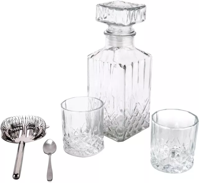 Whiskey Decanter Set, Includes Glass Decanter 5 Pieces