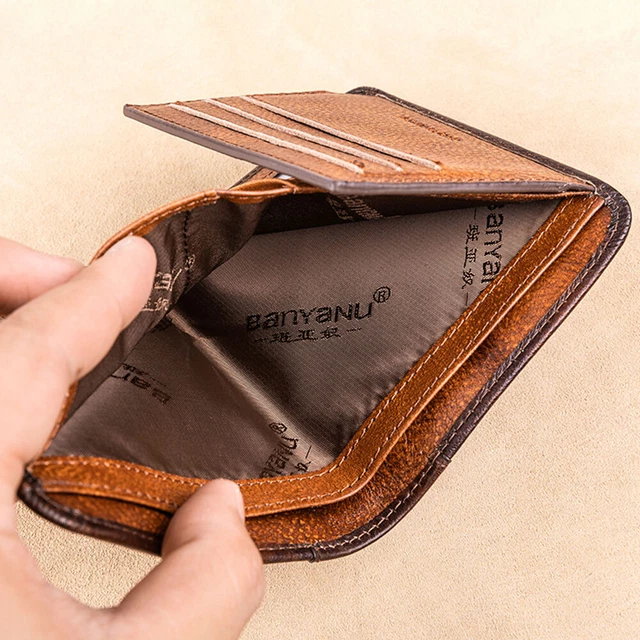 Genuine Leather Men Bifold/Trifold Wallet RFID Blocking Credit card Holder Retro 10