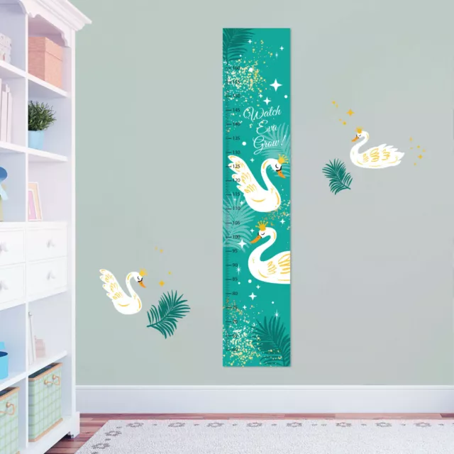Personalised Cute Swan Princess Fairy Tale Girls Height Chart  + 8 Wall Sticker