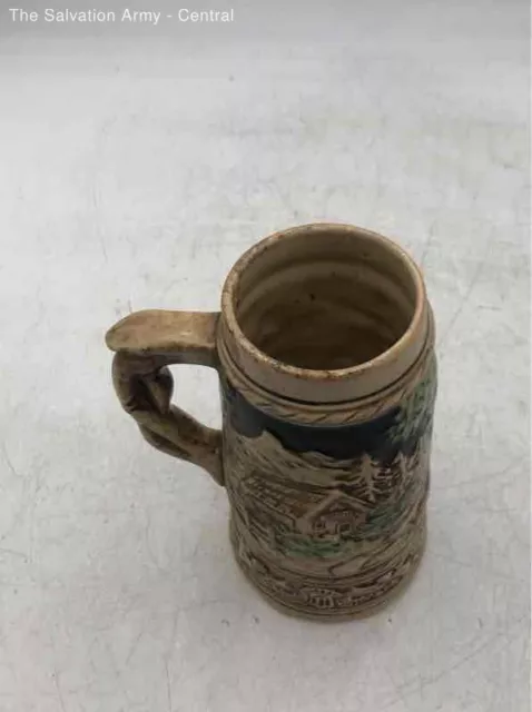 Vintage Ceramic Hand Painted Made In Japan Steins Handle Beer Mug Music Box 2