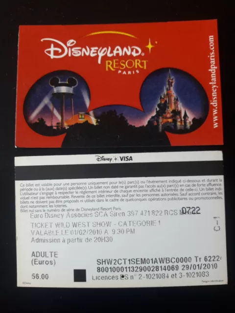 pass Euro Disney Disneyland oreilles Mickey Internet 2 verso VISA  2010 TTB