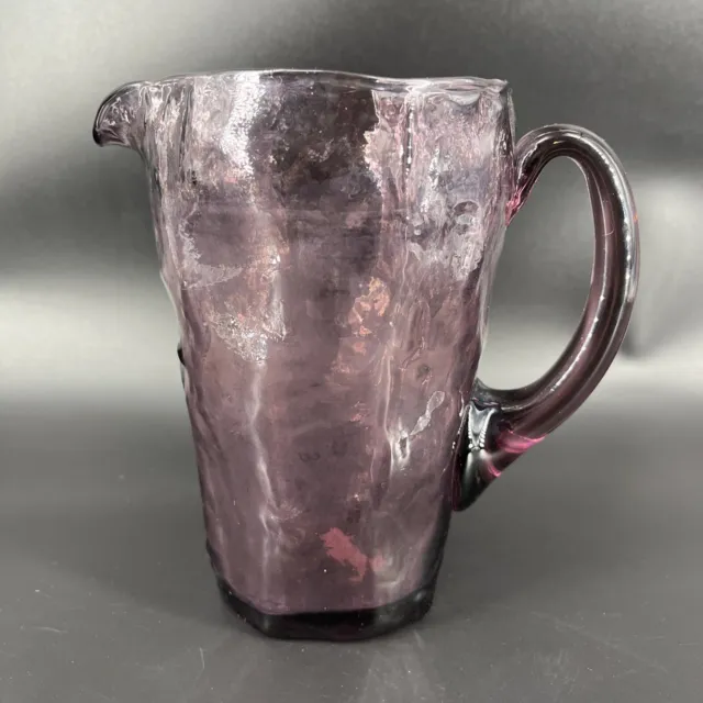 Vintage Morgantown Amethyst Purple Glass Crinkle Tijuana 6" 34 oz Juice Pitcher
