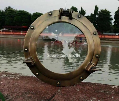 Antique Brass Nautical Maritime Ship Boat Window & Wall Porthole Office Decor