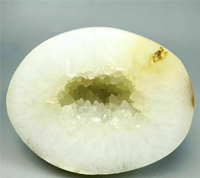 Natural Polished White CARNELIAN AGATE Geode Palm Stone-Madagascar 182g
