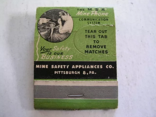 MINE SAFETY APPLIANCES CO PITTSBURGH PA EDISON CAP LAMP Full MATCHBOOK