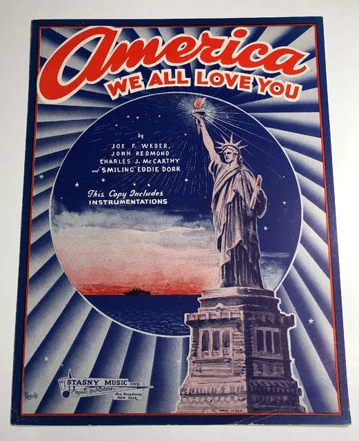AMERICA WE LOVE You Sheet Music 1939 Statue Of Liberty WWII Patriotic