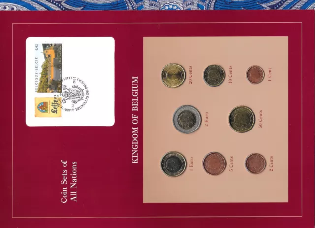 Coin Sets of All Nations Belgium w/card 1999-2002 UNC 2 EURO 2002 1 Euro 1999