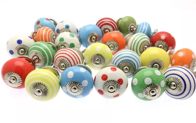 10 x Mixed Bright Coloured Ceramic Cupboard Knobs Cabinet Drawer Knobs (BRGHT-10