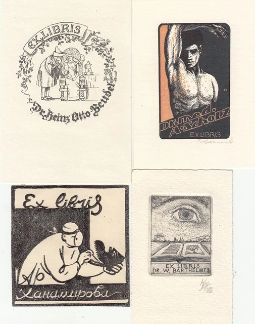 4 Exlibris Bookplate Konvolut Lot Arzt Medizin 2
