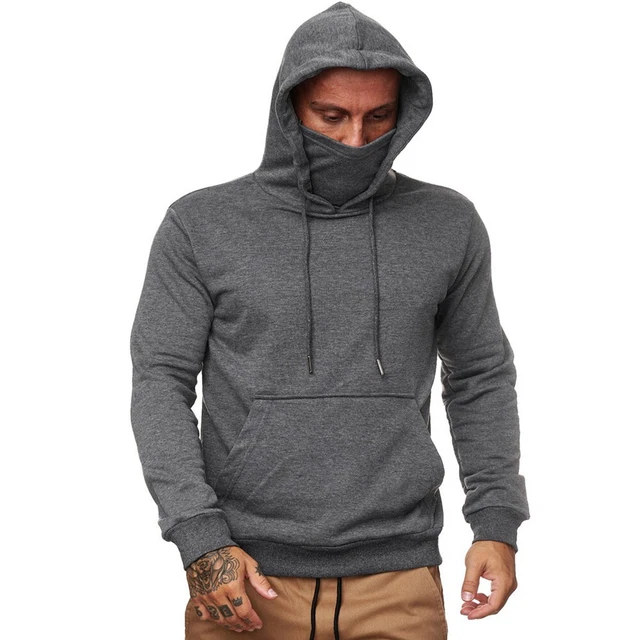 Uomo Felpa con Cappuccio Casual Solido Tasca Slim Fit Maglione Pullover Maglia 2