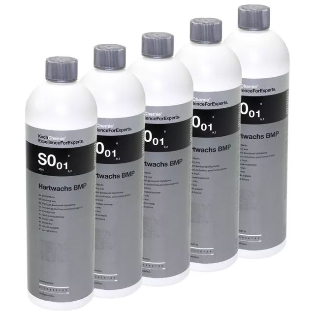 5x 1 Litre Koch Chemie 01 Peinture Cire Dure / Rigide BMP Finition Voiture