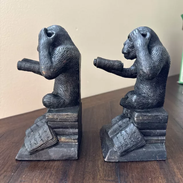 VINTAGE BRASS READING Monkey Bookends Heavy $60.00 - PicClick