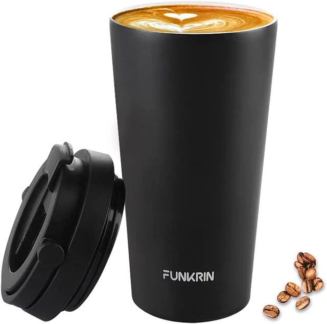 Funkrin Insulated Coffee Mug with Ceramic Coating 16Oz Vacuum Stainless Steel T
