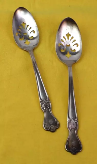 OLD COMPANY PLATE Silver plate Slotted Spoon Monogram B on both