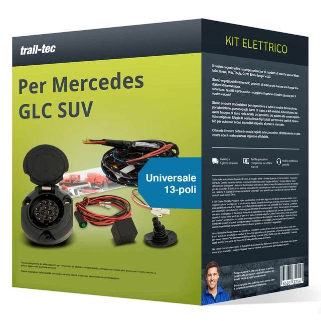 Kit elettrico universale 13 poli adatto per MERCEDES GLC SUV 15- trail-tec Nuovo
