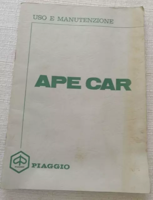 APE CAR PIAGGIO LIBRETTO USO E MANUTENZIONE OWNER'S MANUAL ORIGINALE Ia EDIZIONE