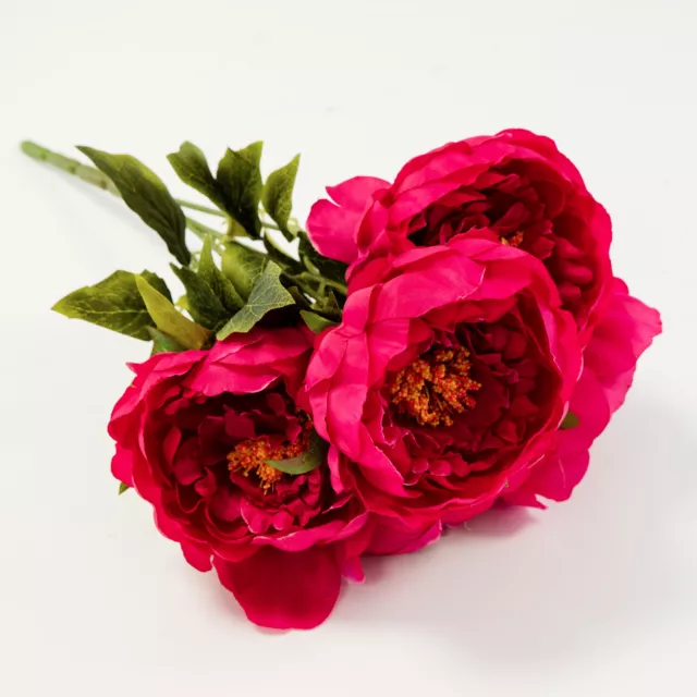 Artificial Silk Peony Flower Bouquet 5 Heads Bunch 3 Colours Wedding Decor